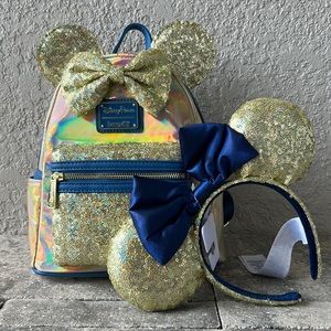 Walt Disney World 50th Anniversary EARidescent Shimmer Loungefly Backpack & Ears